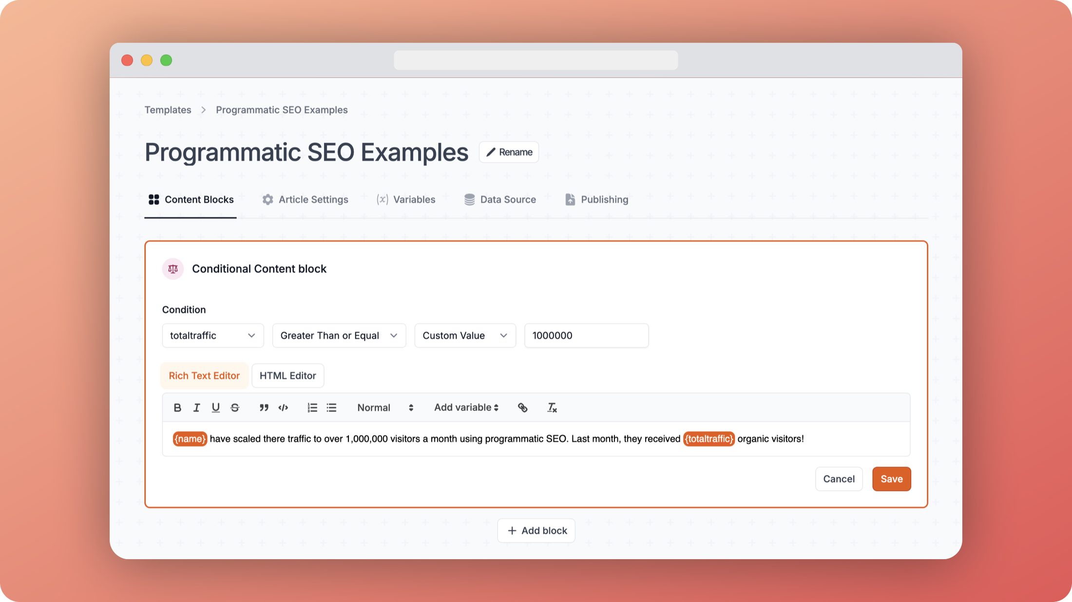 Conditional content block